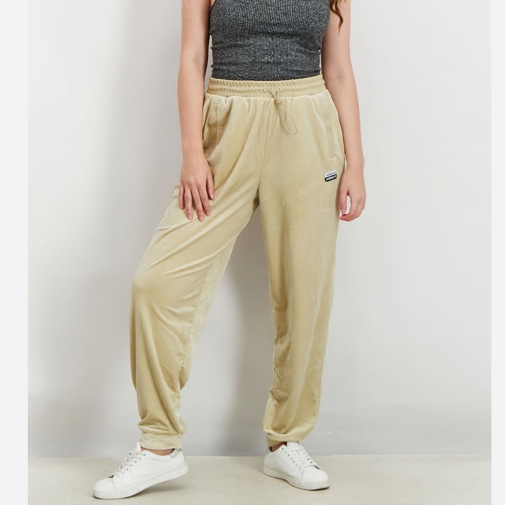 Adidas Women’s Beige Track Pants Pull On Casual Athletic